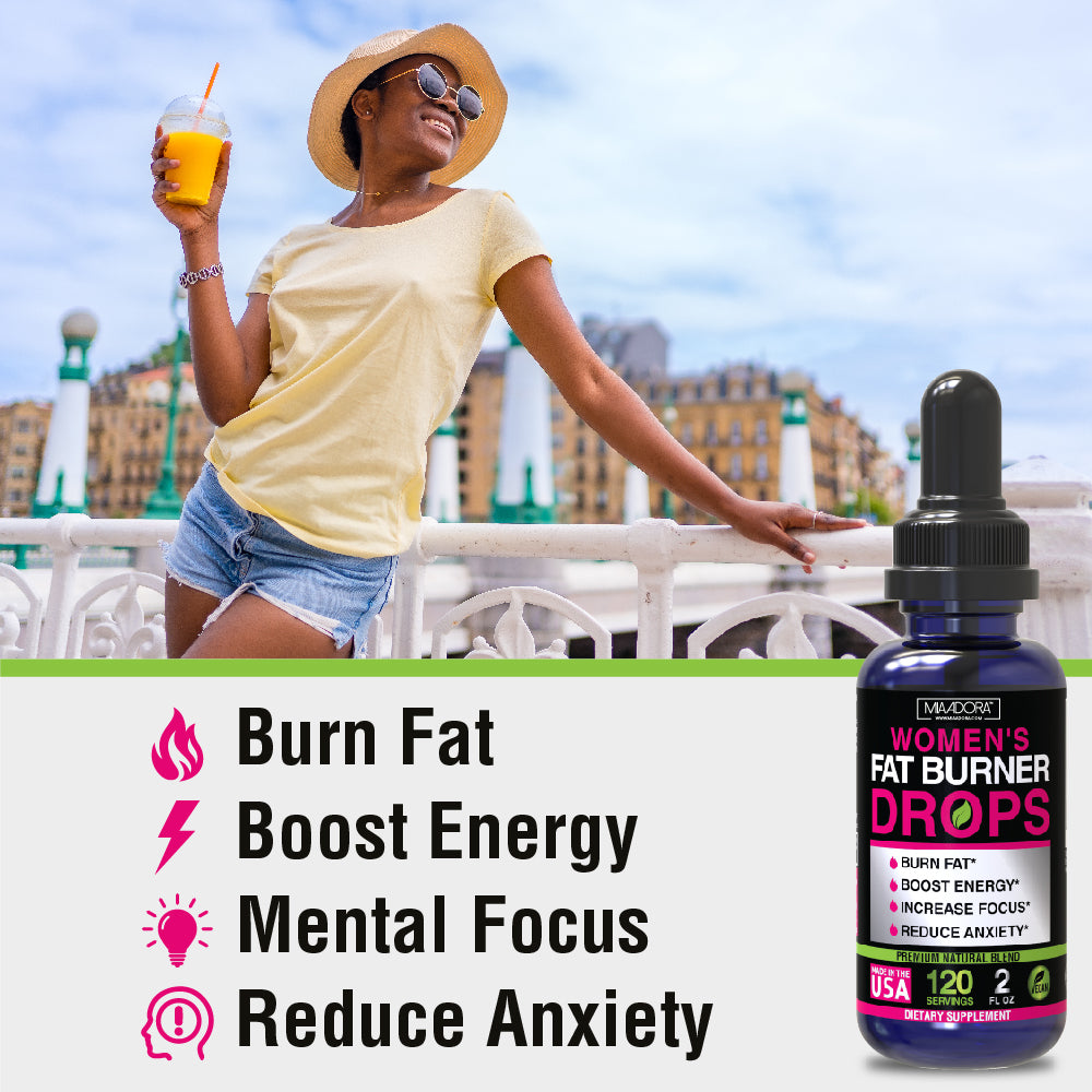 Premium Natural Fat Burner & Energy Drops for Women with Adaptogens-