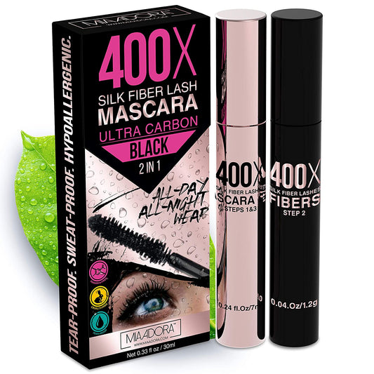(Available on Amazon) 400X Fiber Lash Mascara by Mia Adora- Achieve Stunning, Voluminous Lashes