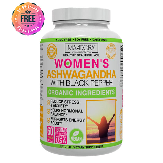 Ashwagandha Premium with Organic Black Pepper – Natural Stress, Cortisol & Hormonal Support for Women
