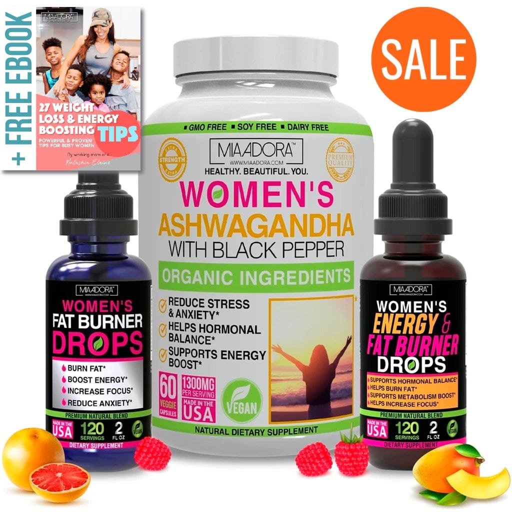 Weight Loss, Energy and Stress Super Bundle [Ashwagandha Capsules, Fat Burner & Energy Drops]