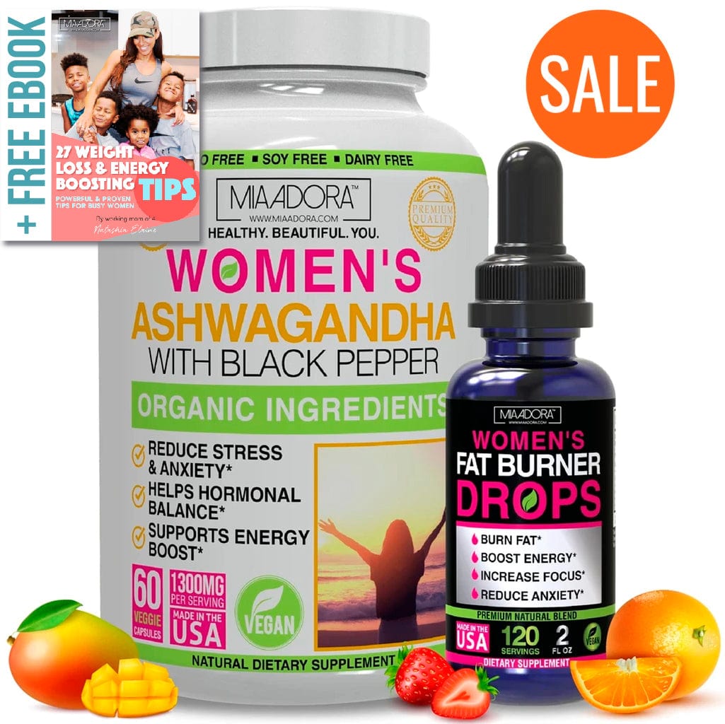 Starter Pack - Weight Loss, Energy and Stress Bundle [Ashwagandha Capsules, Fat Burner Drops Opt 2]